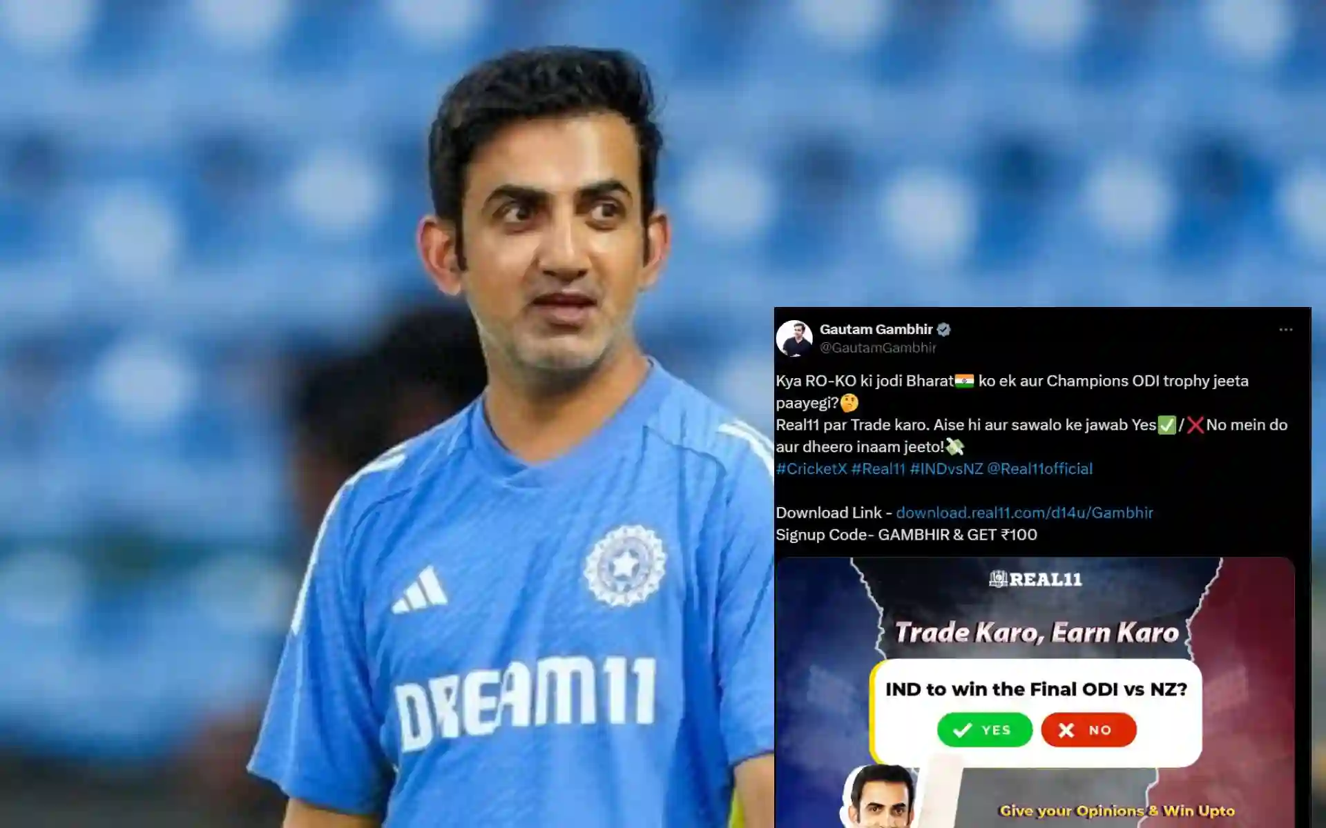 India Head Coach Gautam Gambhir Faces Online Heat For Endorsing Fantasy Leagues